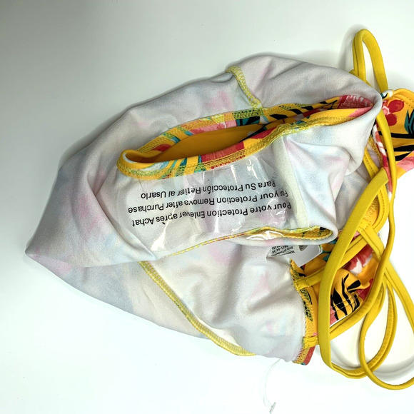 Kanu Surf Girls One Piece Swimsuit Size 6 Yellow Floral Crisscross Straps Tropic - Picture 9 of 9